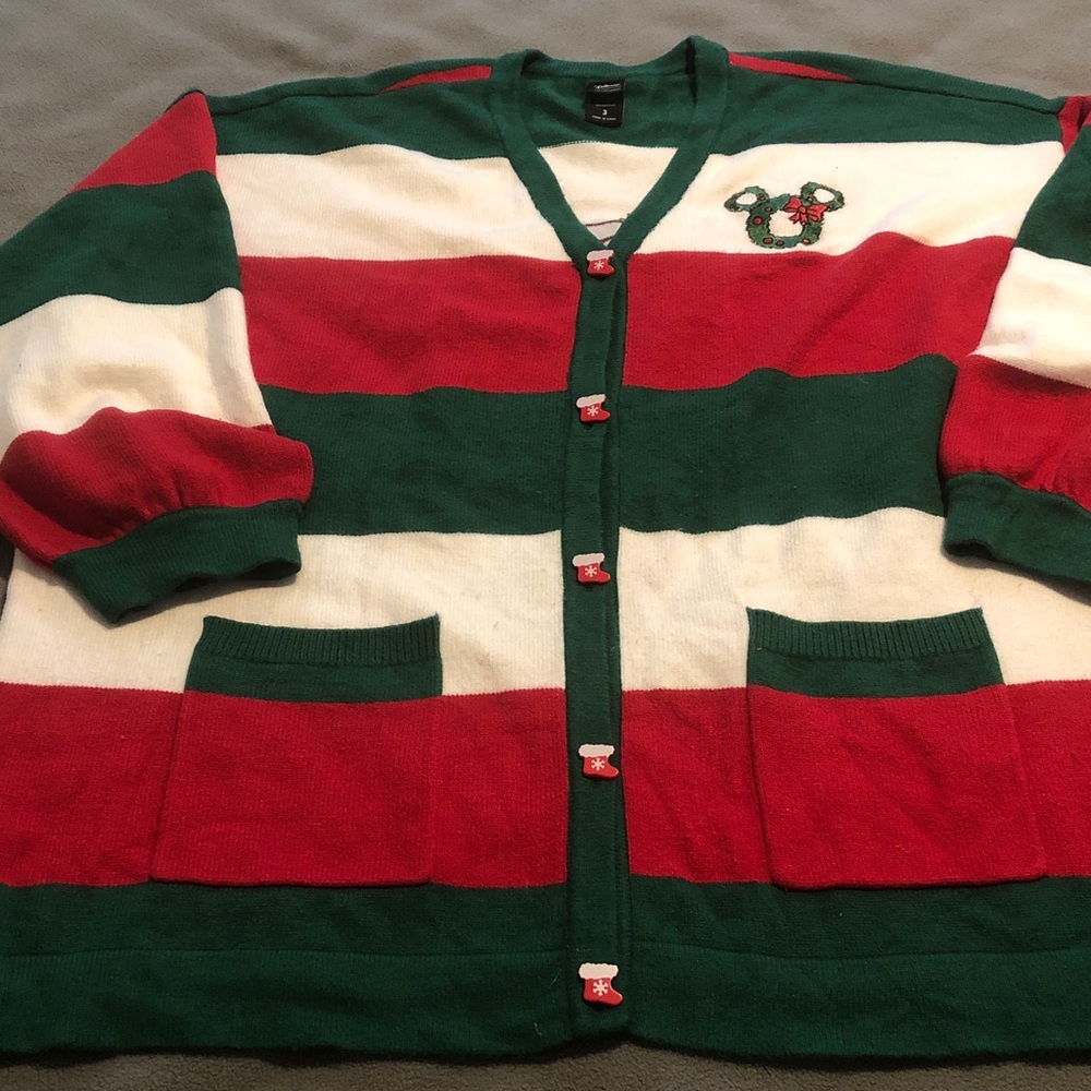 Disney Parks Christmas Cardigan with Embroidered Detail Women’s 3XL Pls Read